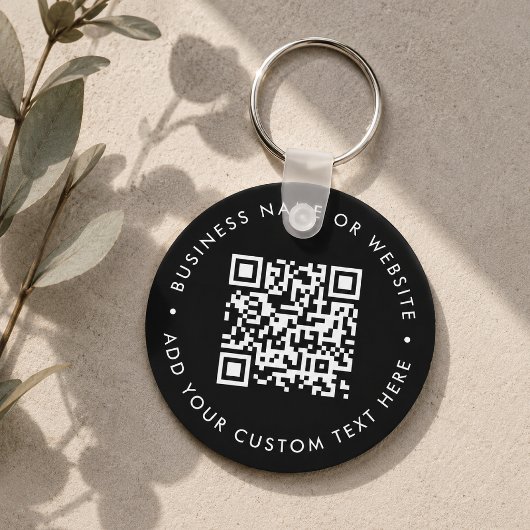 QR-Code | Black Business Modern Budget Round Schlüsselanhänger
