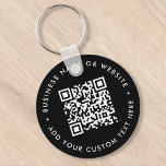 QR-Code | Black Business Modern Budget Round Schlüsselanhänger<br><div class="desc">Eine einfach zu bedienende schwarze QR Code Schlüsselanhänger Vorlage in modernem minimalistischem Stil,  die einfach mit QR-Code,  Firmenname oder Website und benutzerdefiniertem Text aktualisiert werden kann...  #QRcode #Schlüsselanhänger #business.</div>