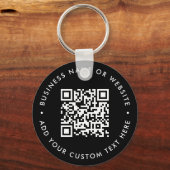 QR-Code | Black Business Modern Budget Round Schlüsselanhänger (Vorderseite)