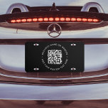 QR-Code | Black Business Modern Budget Round US Nummernschild<br><div class="desc">Ein einfaches,  benutzerdefiniertes schwarzes QR-Code-Nummernschild in modernem minimalistischem Stil,  das einfach mit QR-Code,  Firmennamen oder Website und benutzerdefiniertem Text aktualisiert werden kann...  #QRcode #business.</div>