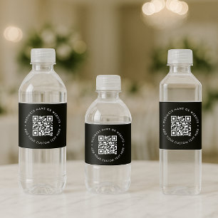 QR Code Black Business Moderne, stilvolle Werbung Wasserflaschenetikett