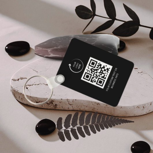 QR Code| black Business Professional Simple Logo Schlüsselanhänger