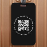 QR-Code | Black Business Website Stilvoll modern Gepäckanhänger<br><div class="desc">Ein einfaches,  benutzerdefiniertes schwarzes QR Code Gepäckanhänger Template in einem modernen minimalistischen Stil,  der leicht mit Ihrem QR-Code,  Geschäftsnamen oder Website aktualisiert werden kann und benutzerdefinierter Text,  z... </div>