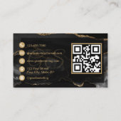 QR Code Black Gold Agate Eleganter Luxus Visitenkarte (Rückseite)