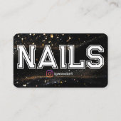 QR Code Black Gold Beruflich Nail Tech Visitenkarte (Rückseite)