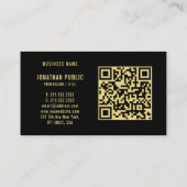 QR Code Black & Gold Elegantes Berufliches Glossy Visitenkarte (Rückseite)