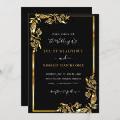 QR Code Black Gold Hochzeitsvorlage (Vorne/Hinten)