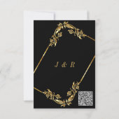 QR Code Black Gold Hochzeitsvorlage Einladung (Rückseite)