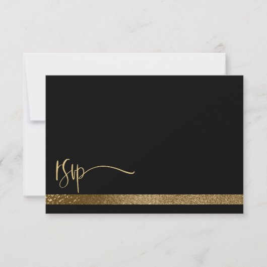 QR Code Black & Gold Typografy UAWG Wedding RSVP Karte (Vorderseite)