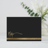 QR Code Black & Gold Typografy UAWG Wedding RSVP Karte (Stehend Vorderseite)