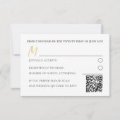 QR Code Black & Gold Typografy UAWG Wedding RSVP Karte (Rückseite)