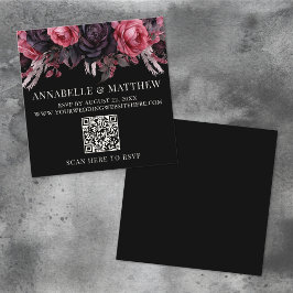 QR Code Black Gothic Wedding RSVP Begleitkarte