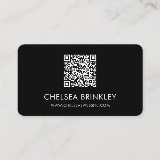 QR Code Black Leopard Print Business Card Visitenkarte (Vorderseite)