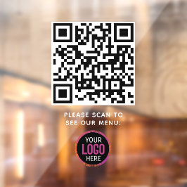 QR Code Black Menu Logo Unberührbare Moderne Café Fensteraufkleber