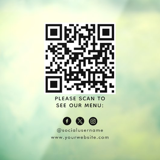 QR Code Black Menu Logo Unberührbare Moderne Café Fensteraufkleber (Blatt 3)