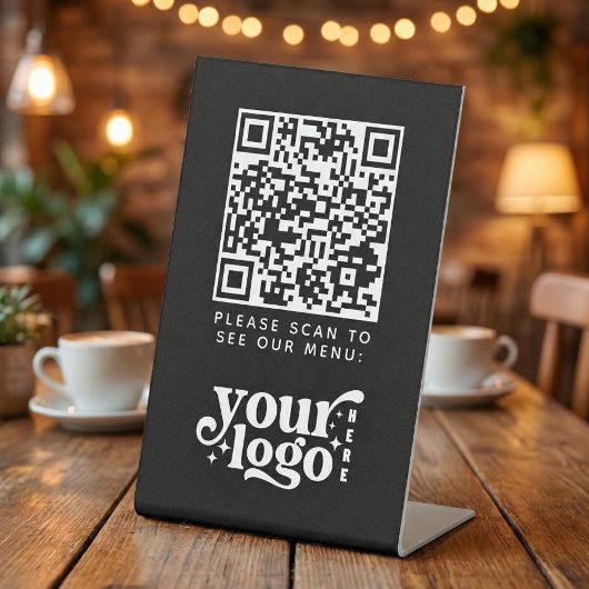 QR Code Black Menu Logo Unberührbare Moderne Café Sockelschild