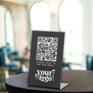 QR Code Black Menu Logo Unberührbare Moderne Café Sockelschild