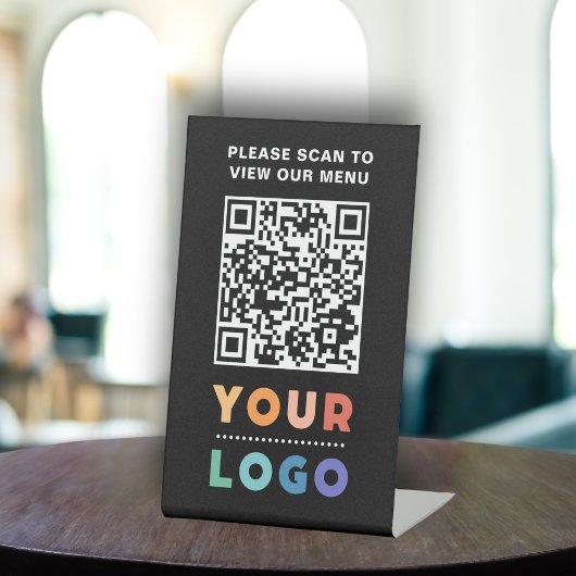 QR Code Black Menu Logo Unberührbare Moderne Café Sockelschild