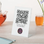 QR Code Black Menu Logo Unberührbare Moderne Cafe  Sockelschild (In SItu)