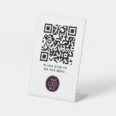QR Code Black Menu Logo Unberührbare Moderne Cafe Sockelschild (Vorderseite)