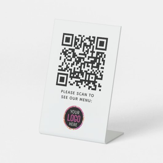 QR Code Black Menu Logo Unberührbare Moderne Cafe  Sockelschild (Vorderseite)