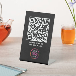 QR Code Black Menu Logo Unberührbare Moderne Cafe Sockelschild
