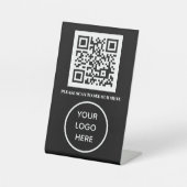 QR Code Black Menu Logo Unberührbare Moderne Café Sockelschild (Vorderseite)