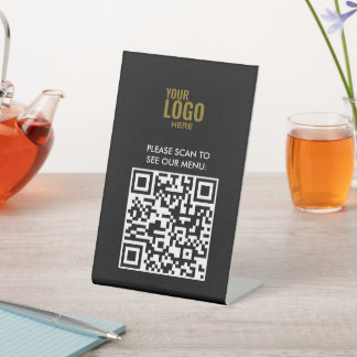 QR Code Black Menu Logo Unberührbare Moderne Cafe Sockelschild