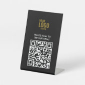 QR Code Black Menu Logo Unberührbare Moderne Cafe  Sockelschild (Vorderseite)
