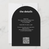 QR Code Black Minimalistisch in einer Hochzeit Einladung (Rückseite)