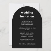 QR Code Black Minimalistisch in einer Hochzeit Einladung (Vorderseite)