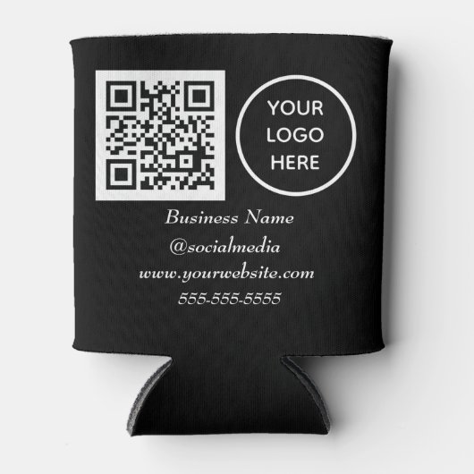 QR Code Black Modern Business Logo Dosenkühler (Vorderseite)
