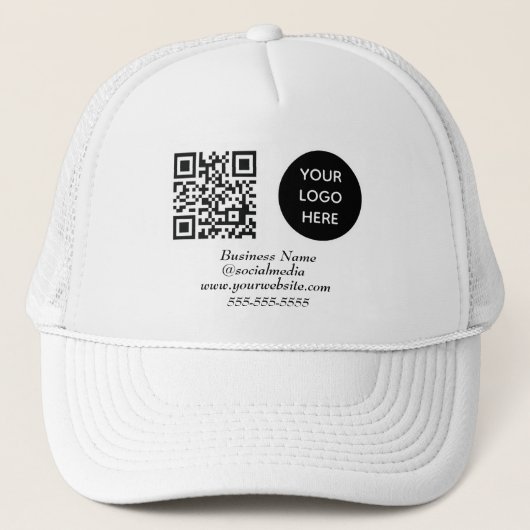 QR Code Black Modern Business Logo Truckerkappe (Vorderseite)