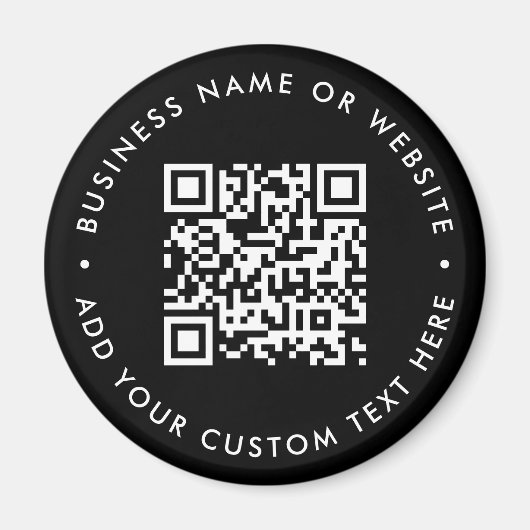 QR-Code | Black Modern Minimalistisch Round Magnet (Vorne)