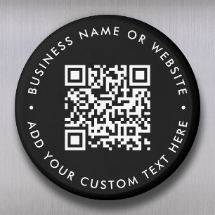QR-Code Black Modern Minimalistisch Round Magnet