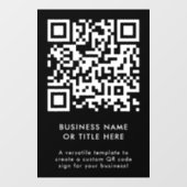 QR-Code | Black Modern Minimalistisch Simple Busin Fensteraufkleber (Blatt)