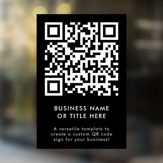QR-Code | Black Modern Minimalistisch Simple Busin Fensteraufkleber