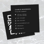 QR Code Black Modern Minimalistisch Social Media I Quadratische Visitenkarte