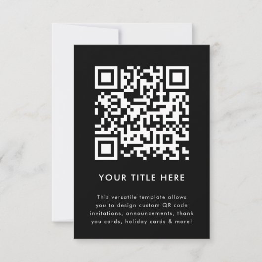 QR-Code | Black Modern Minimalistisch Stylish Scan Einladung (Vorderseite)