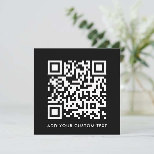 QR-Code | Black Modern Minimalistisch Stylish Squa Einladung (Stehend Vorderseite)
