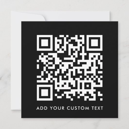 QR-Code | Black Modern Minimalistisch Stylish Squa Einladung (Vorderseite)