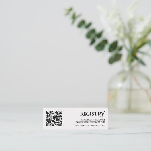 QR Code Black Modern Royal Chic Registrierung Mini Visitenkarte (Stehend Vorderseite)