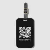 QR Code Black Moderne stilvolle Virtual Contact Lo Gepäckanhänger (Vorderseite Vertikal)