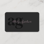 QR Code Black Pink Monogram Script Social Media Visitenkarte (Vorderseite)