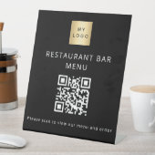 QR Code Black Restaurant Café Bar Scan Menü Sockelschild (In Situ)