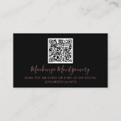 QR Code Black Rose Gold Sparkle Glitzer Tropfen Visitenkarte (Rückseite)