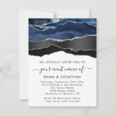QR Code Black Silver Blu Navy Border Wedding (Vorderseite)