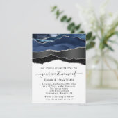 QR Code Black Silver Blu Navy Border Wedding (Stehend Vorderseite)