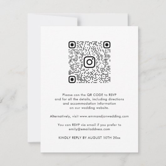 QR Code Black Silver Blu Navy Border Wedding (Rückseite)