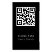 QR Code Black Simple Business Card Magnet (Vorderseite Vertikal)